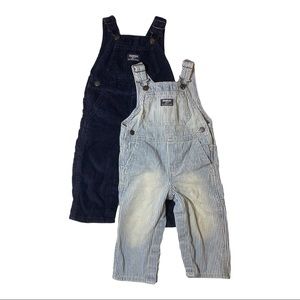 Lot of 2 Osh Kosh Overalls Denim and Corduroy
